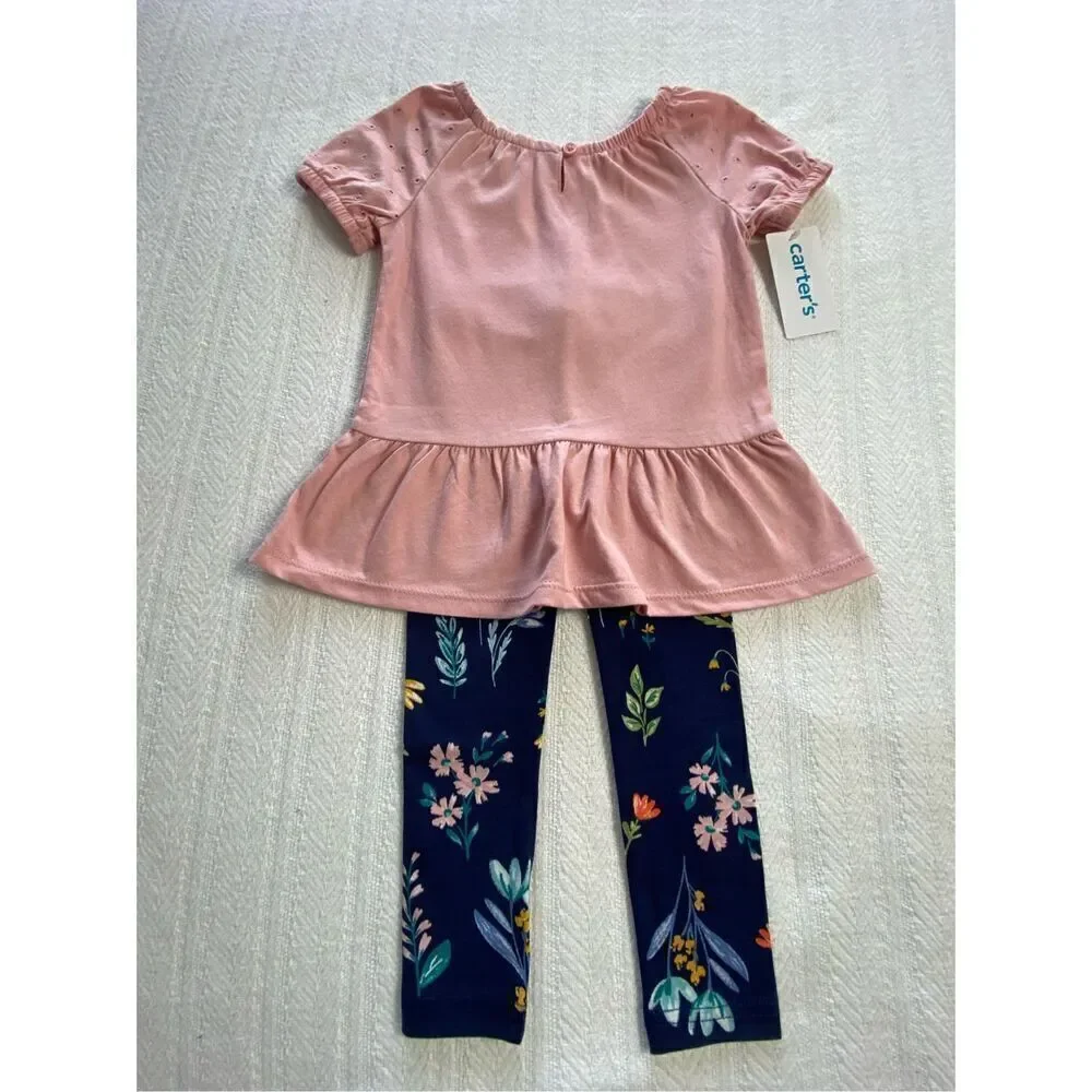 CARTER’S Girl’s 2T Peplum Tee & Floral Leggings Set